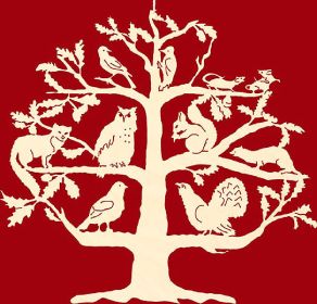 Fensterbild Baum mit Tieren