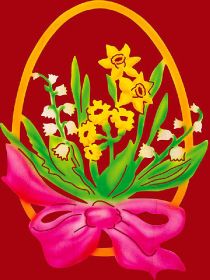 Fensterbild Ostern Ei mit Blume und Schleife - rose
