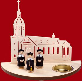 Teelichtleuchter Annaberger Kirche mit Kurrende schwarz