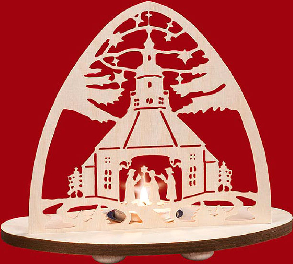 Teelichtleuchter Seiffener Kirche - oval