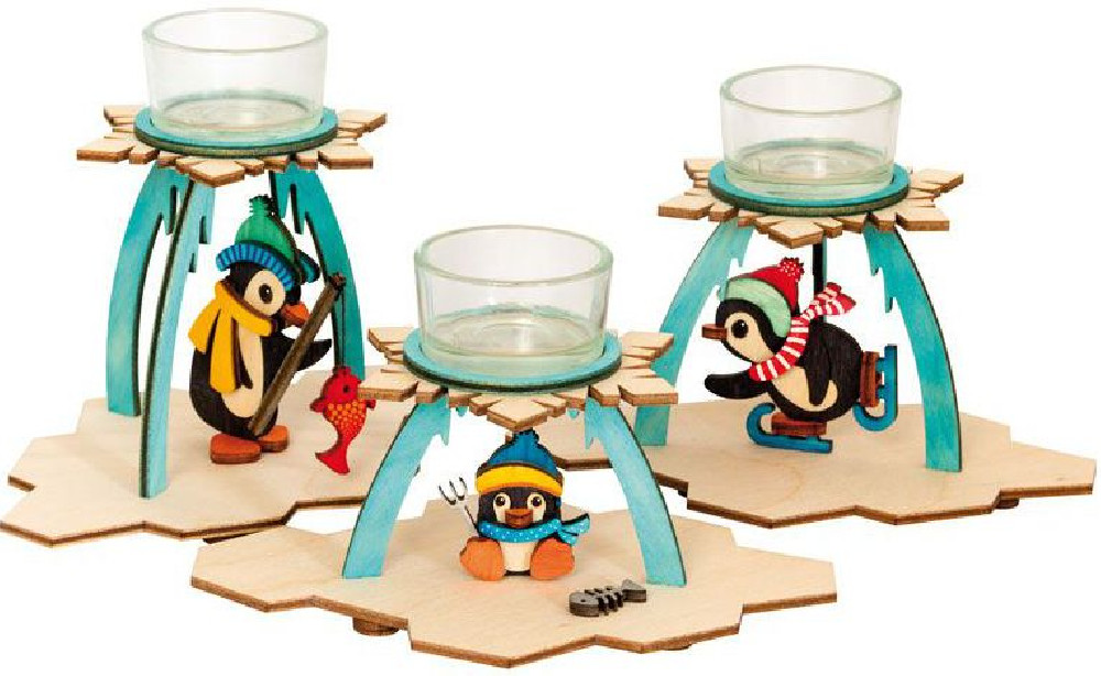 Bastelset Teelichthalter 3 Pinguine