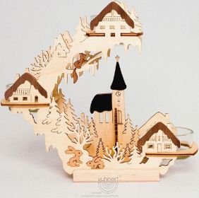 Teelichtkranz Kirche und Häuser