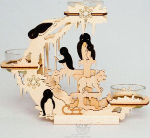 Teelichtkranz Pinguine