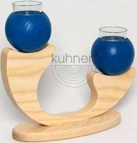 Tischleuchter, 2 Kugeln, blau