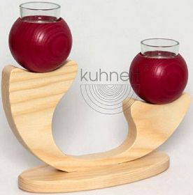 Tischleuchter, 2 Kugeln, rot
