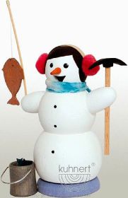 Räuchermann Schneemann als Eisangler Räuchermann Schneemann als Eisangler