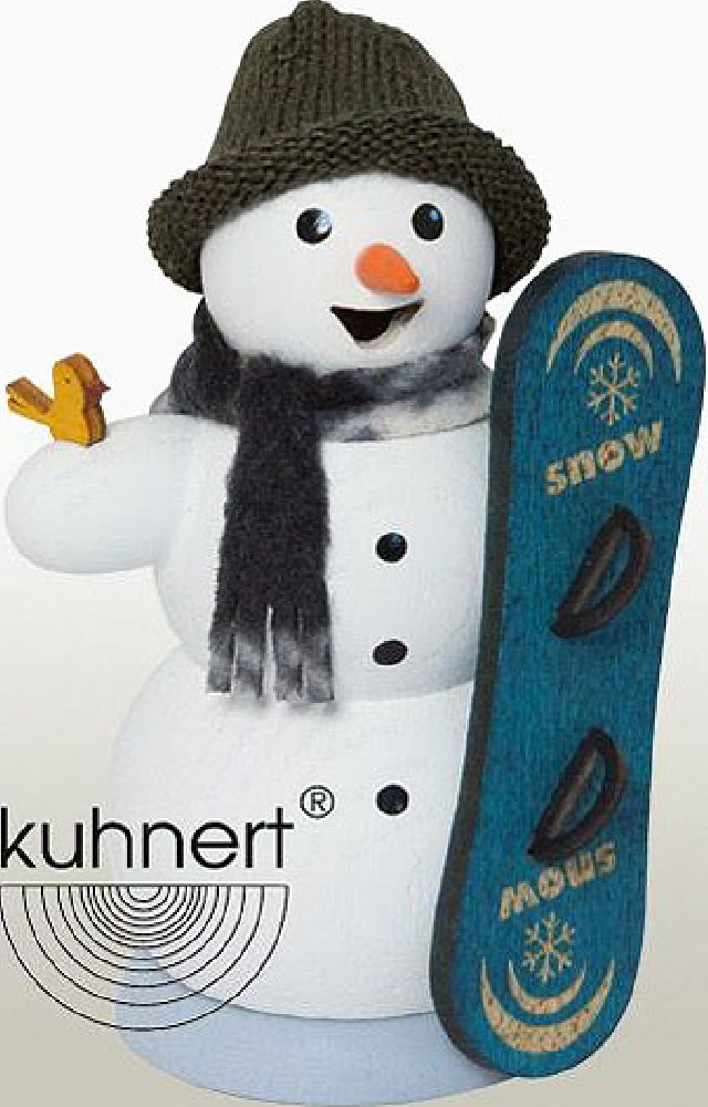 Räuchermann Schneemann mit Snowboard