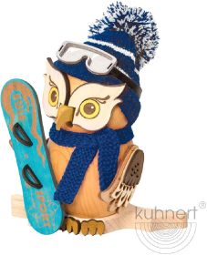 Räucherfigur Eule mit Snowboard