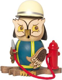 Räucherfigur Eule Feuerwehr