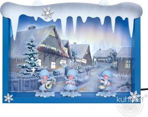 Schneeflöckchenbild - Winterhäuser, LED-Beleuchtung Schneeflöckchenbild - Winterhäuser, LED-Beleuchtung