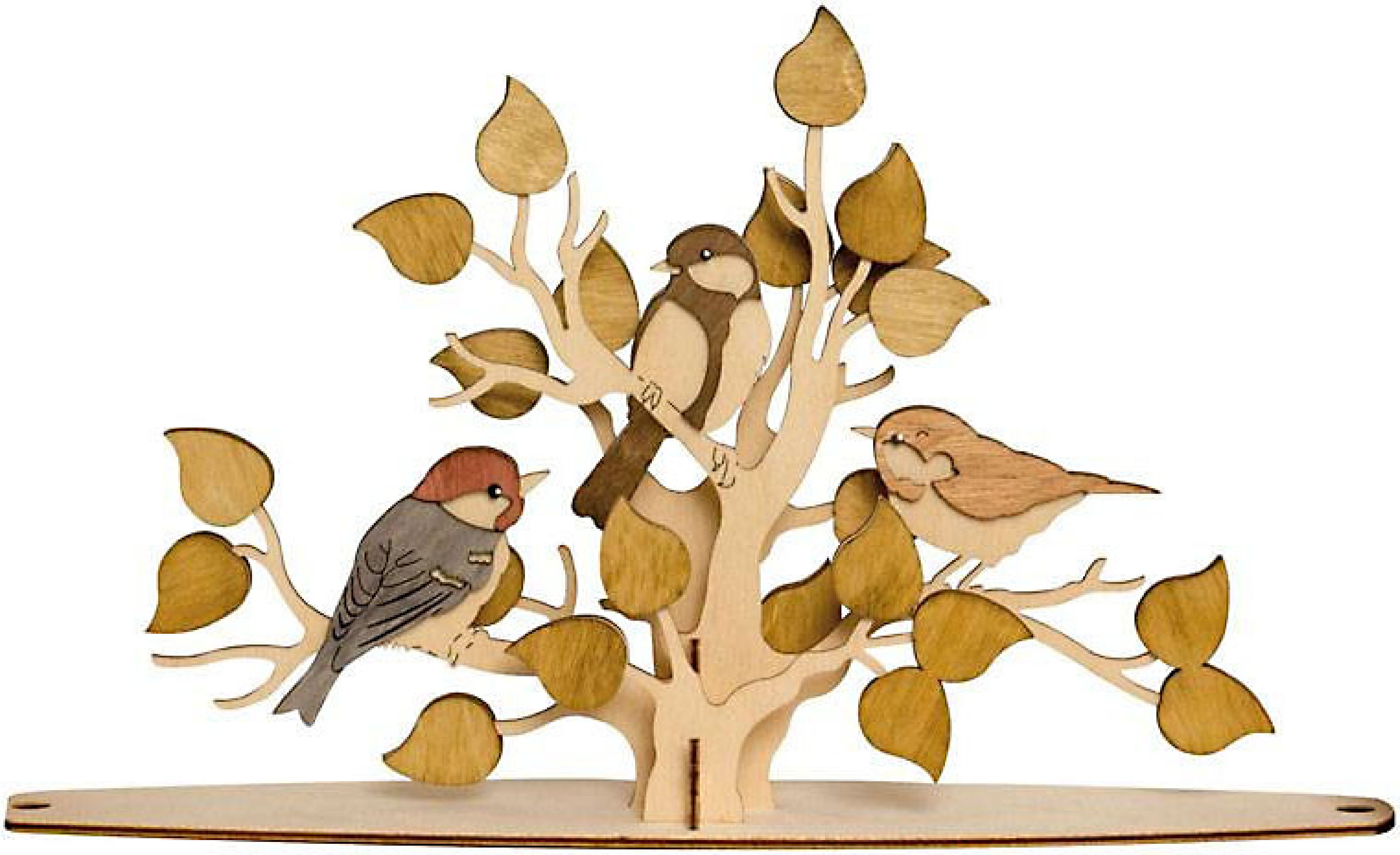 Austauschmotiv für Teelichtbogen mit Räuchertanne - Vögel