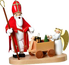 Räuchermann Heiliger St. Nikolaus mit Christkind - Die Bärtigen Räuchermann Heiliger St. Nikolaus mit Christkind - Die Bärtigen