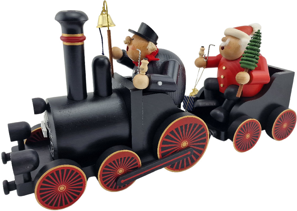 Lokführer und Weihnachtsmann mit Eisenbahn