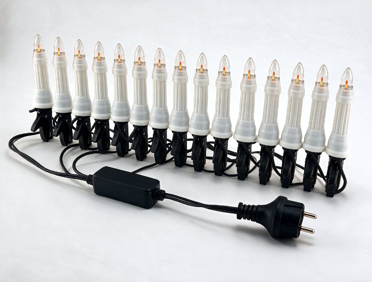 LED-Filament-Außenlichterkette für 1,50m Außenschwibbögen- 15 elektr. Kerzen mit Trafo