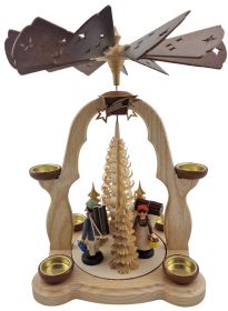 Pyramide mit Spanbaum Waldmotiv mit Teelicht Pyramide mit Spanbaum Waldmotiv mit Teelicht