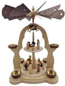 Pyramide Winterkinder mit Teelicht, doppelstöckig Pyramide Winterkinder mit Teelicht, doppelstöckig