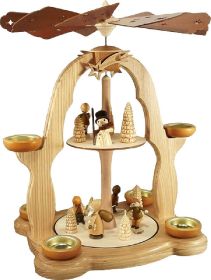 Pyramide Winterkinder mit Teelicht, doppelstöckig Pyramide Winterkinder mit Teelicht, doppelstöckig