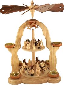 Teelichtpyramide Winterkinder doppelstöckig Teelichtpyramide Winterkinder doppelstöckig