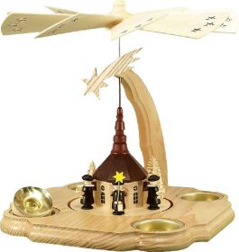 Pyramide mit Kirche für Teelicht und Kerze Pyramide mit Kirche für Teelicht und Kerze