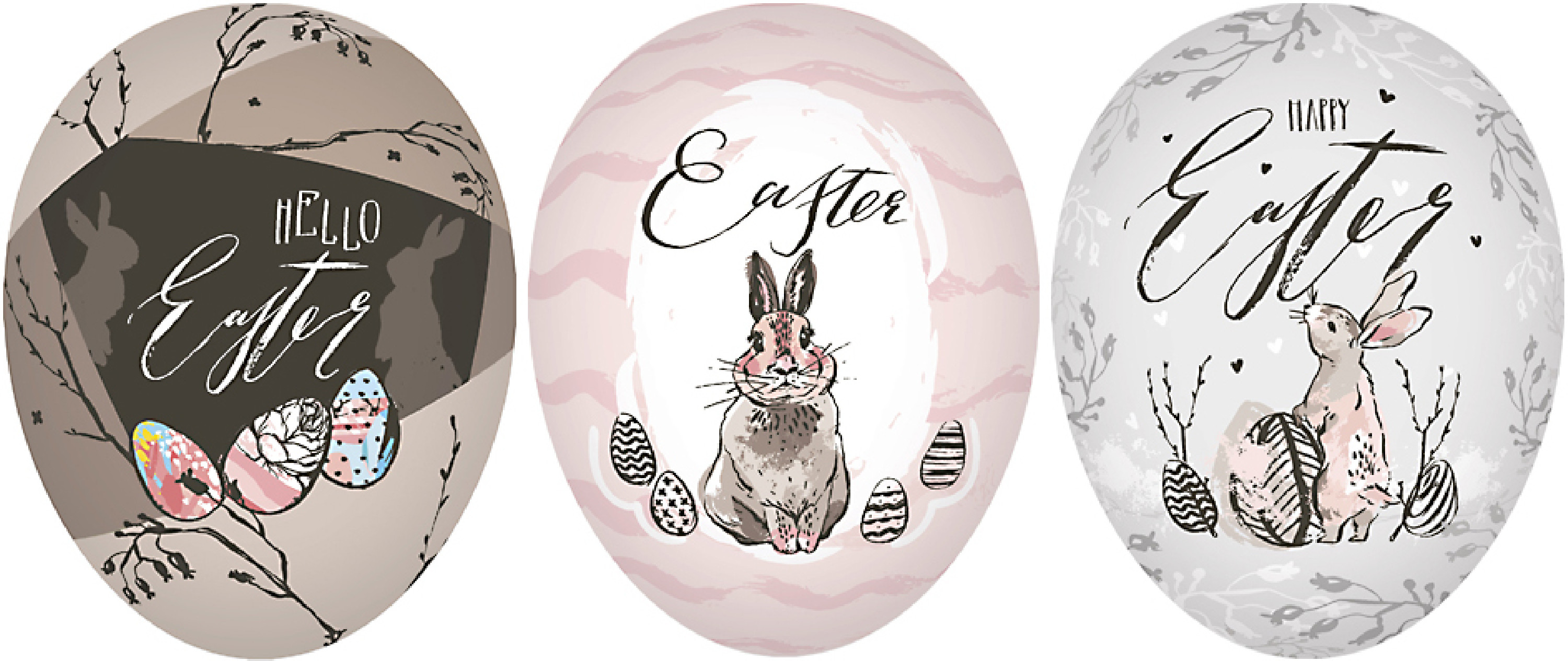 Ostereier 3er Set - Happy Easter II