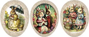 Ostereier 3er Set - Familie Hase, 9 cm