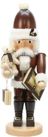 Nußknacker Weihnachtsmann mit Teddy Natur