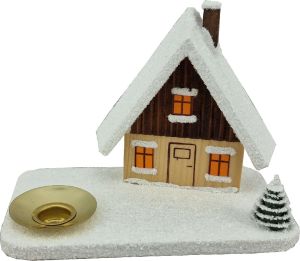 Kerzenhalter Haus im Schnee