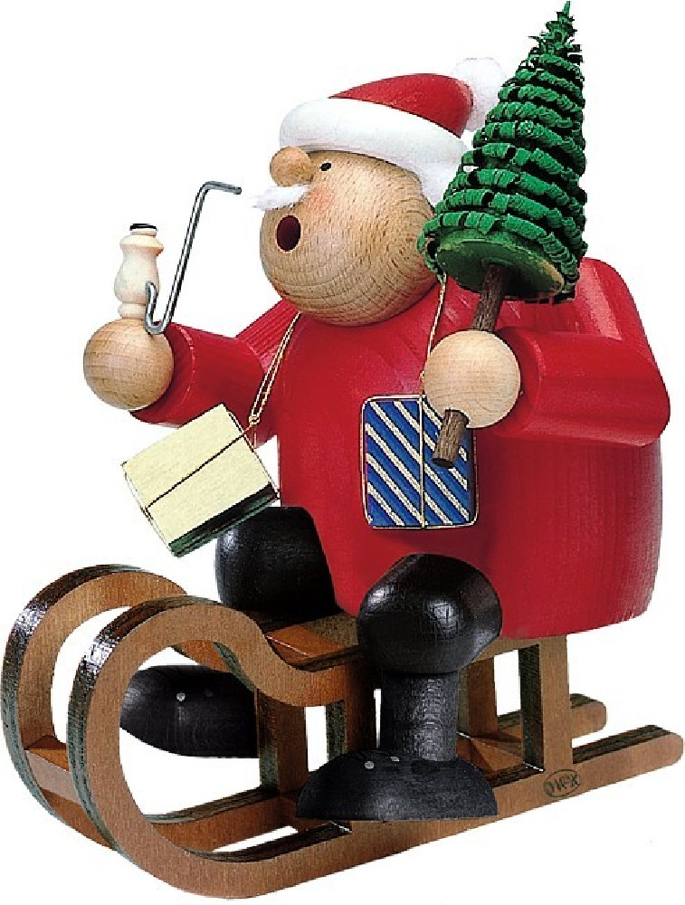 Räuchermann Weihnachtsmann mit Schlitten