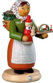 Räuchermann, Holzspielzeugverkäuferin, groß Räuchermann, Holzspielzeugverkäuferin, groß