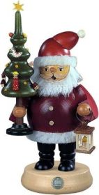 Räuchermann Weihnachtsmann mit Baum, mittelgroß