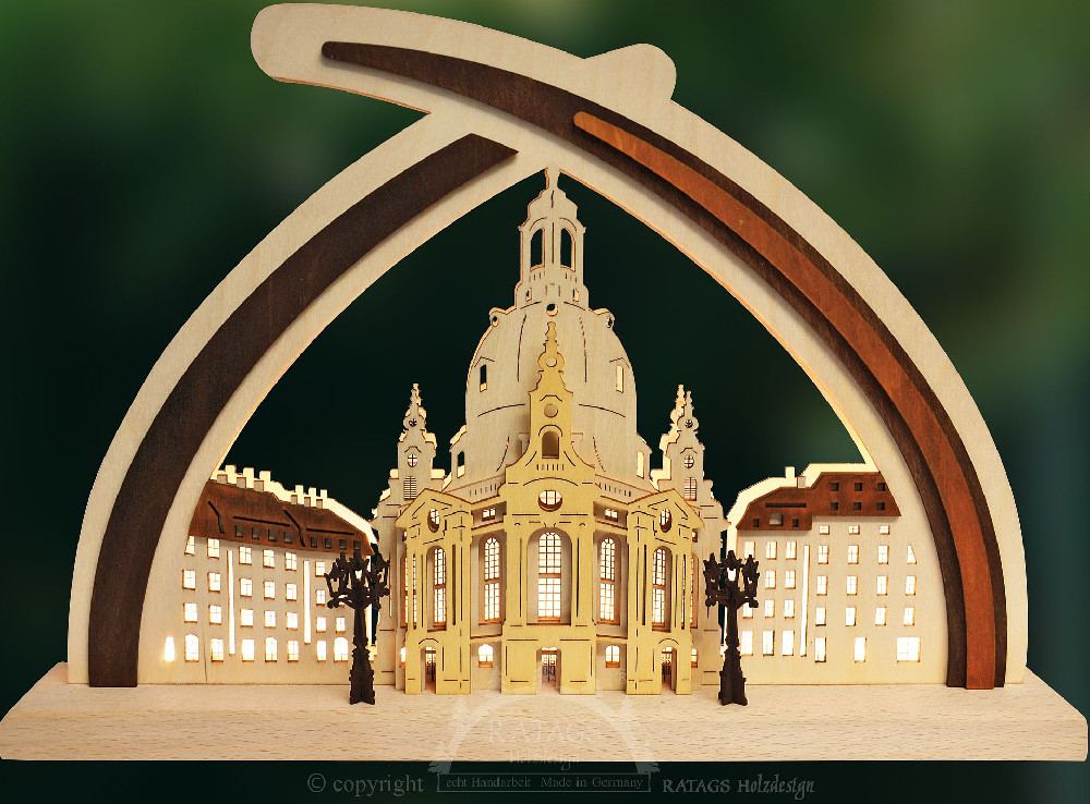 3D-Schwibbogen Dresdener Frauenkirche, Massivholz