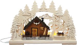 3D-Schwibbogen Jagdhütte im Wald, klein 3D-Schwibbogen Jagdhütte im Wald, klein