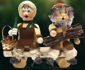 Räuchermännchen Kantenhocker Holzmichel und seine Frau auf Bank Räuchermännchen Kantenhocker Holzmichel und seine Frau auf Bank