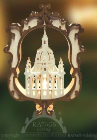 Beleuchtetes Fensterbild Frauenkirche zu Dresden 20cm, gebeizt Beleuchtetes Fensterbild Frauenkirche zu Dresden 20cm, gebeizt