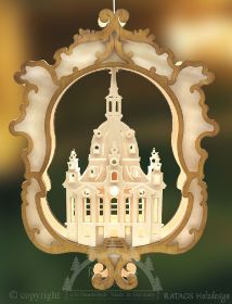 Beleuchtetes Fensterbild Frauenkirche Dresden, gebeizt Beleuchtetes Fensterbild Frauenkirche Dresden, gebeizt