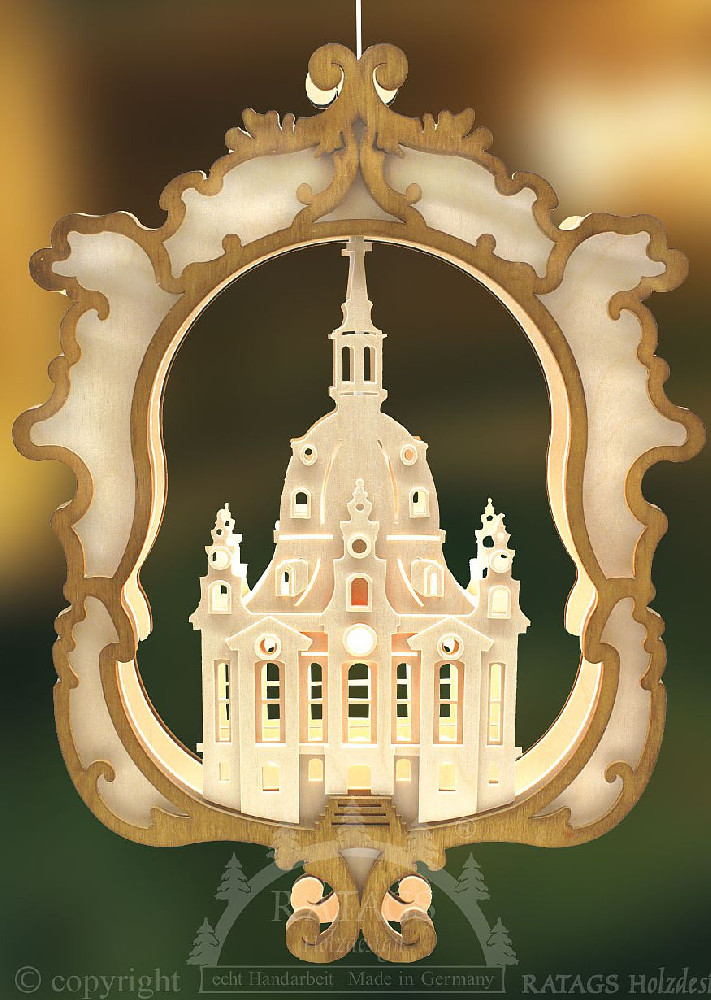 Beleuchtetes Fensterbild Frauenkirche zu Dresden