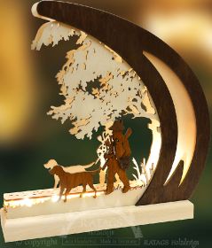Romantikleuchte Jäger mit Hund, braun Romantikleuchte Jäger mit Hund, braun