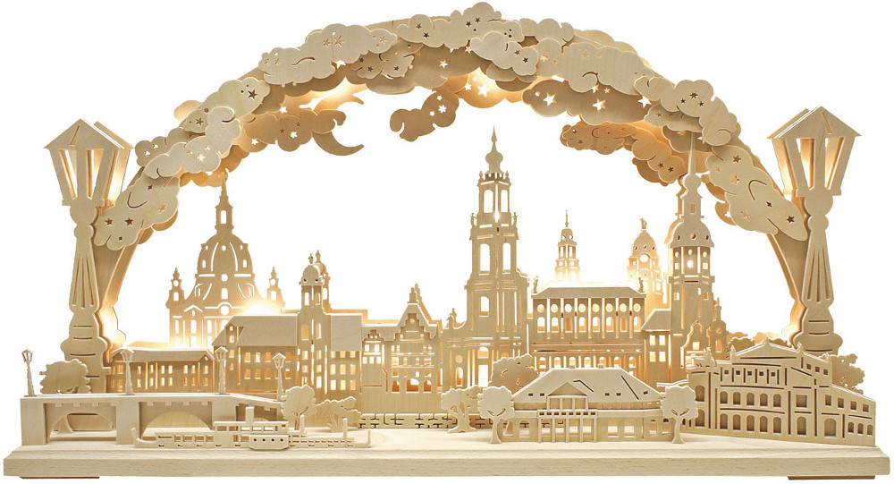 3D-Schwibbogen Silhouette Dresden, natur, groß