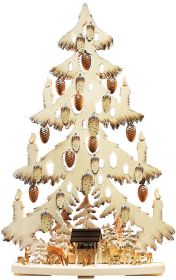 3D Schwibbogen Tanne geschnitzte Zapfen, Futterstelle, braun, gross, Raureif 3D Schwibbogen Tanne geschnitzte Zapfen, Futterstelle, braun, gross, Raureif