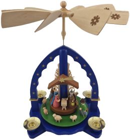 Weihnachtspyramide Christi Geburt, blau