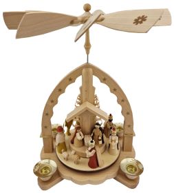 Weihnachtspyramide Christi Geburt, helles Gehäuse Weihnachtspyramide Christi Geburt, helles Gehäuse