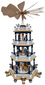 Weihnachtspyramide Christi Geburt, 3-stöckig, blau Weihnachtspyramide Christi Geburt, 3-stöckig, blau