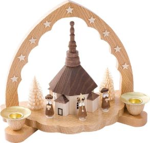 Kerzenhalter Seiffener Kirche mit Kurrende, natur