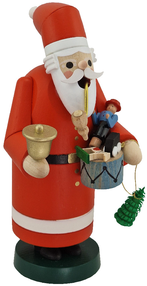 Räuchermann Weihnachtsmann mit Glocke und Spielzeug