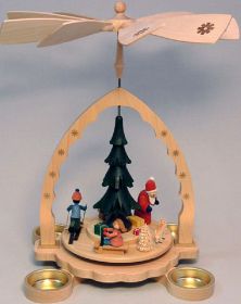 Pyramide Weihnachtswald bunt für Teelichte