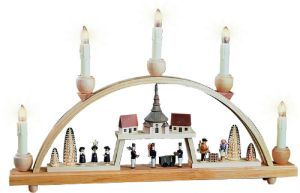 Schwibbogen Seiffener Kirchdorf, elektr. beleuchtet Schwibbogen Seiffener Kirchdorf, elektr. beleuchtet