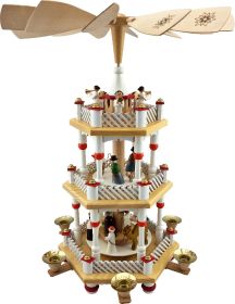 Weihnachtspyramide Christi Geburt, 2-stöckig, weiß Weihnachtspyramide Christi Geburt, 2-stöckig, weiß