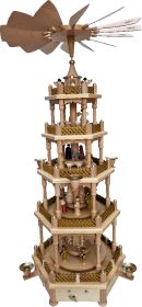 Weihnachtspyramide Christi Geburt 4-stöckig, natur, Spielwerk Weihnachtspyramide Christi Geburt 4-stöckig, natur, Spielwerk