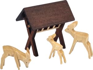 Futterkrippe & 3 Rehe - natur