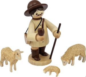 Hirte mit Schafen, groß, natur